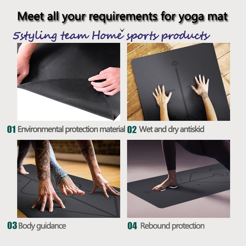 Pu Naturlig gummilinje Yoga Mat, svettabsorption och antiskid, jordluxmatta, fitnessmatta för män och kvinnor yoga hall